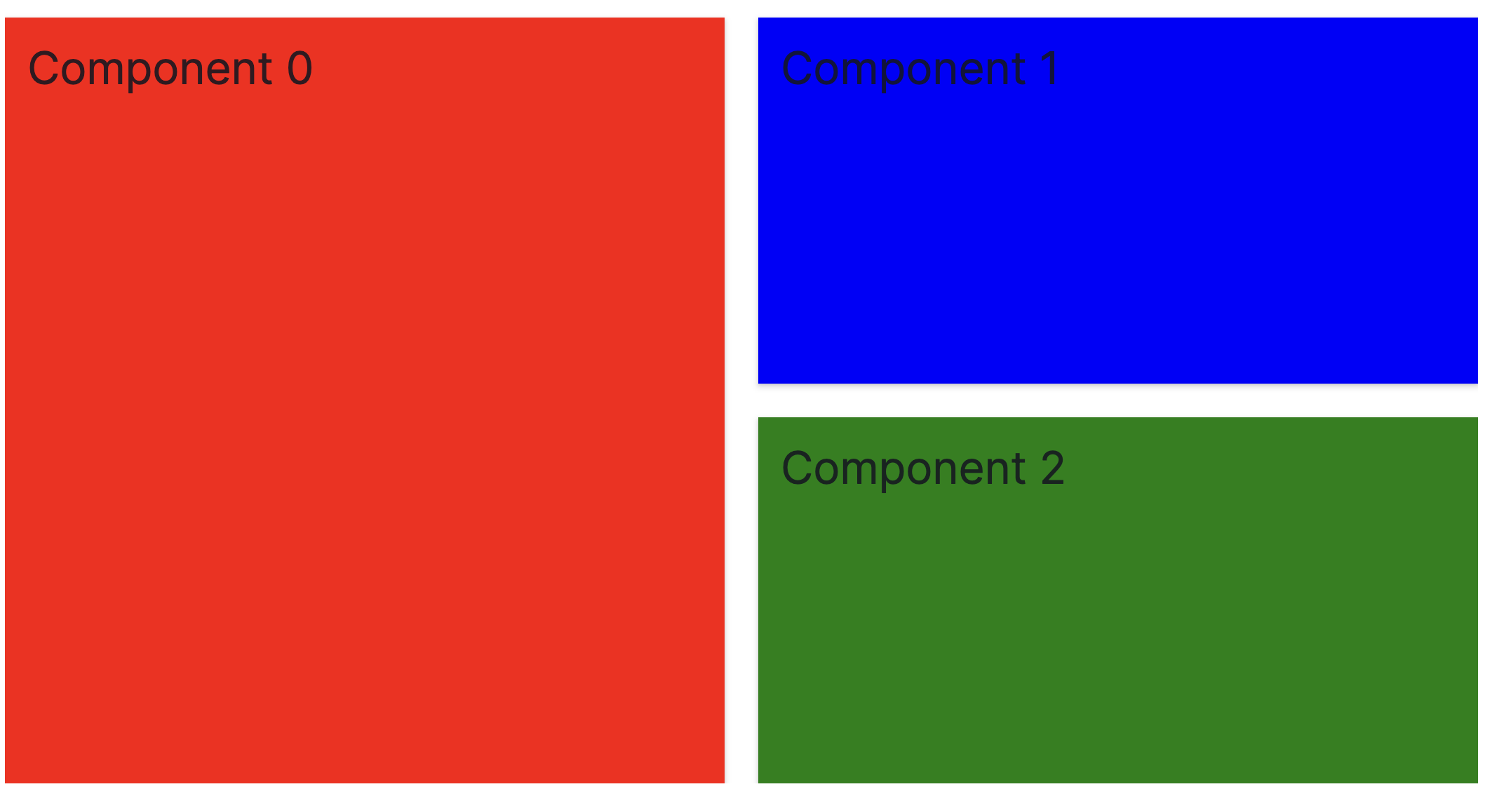 one row divided into two separate columns where the left column is one component and the right is two stacked components