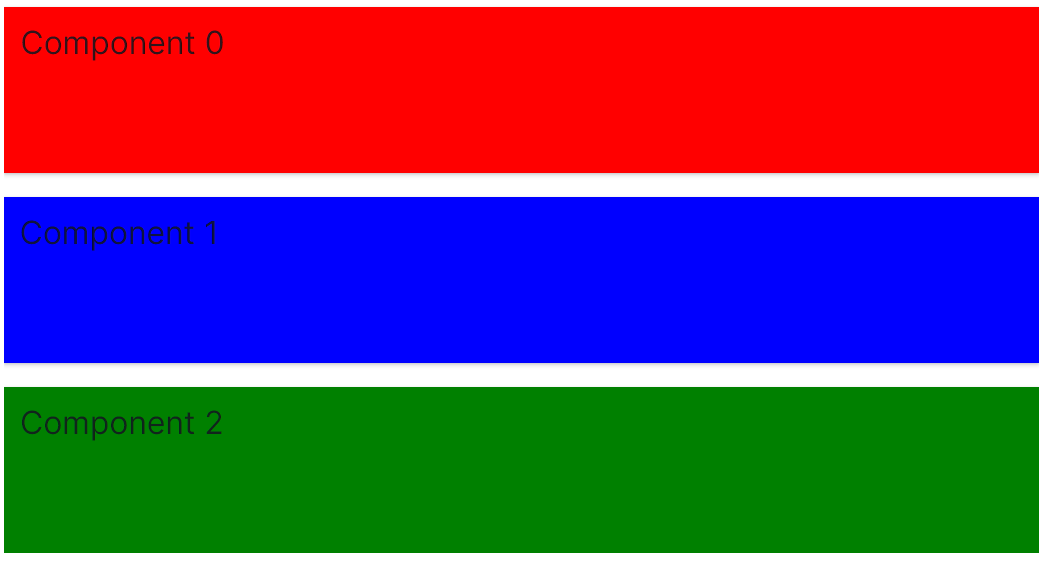 three horizontally stacked rows, each with one component