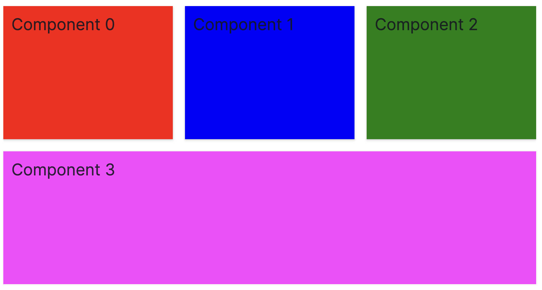 two rows where the top is three separate components and the bottom is a single component