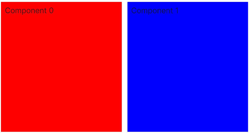 one row with two components set horizontally